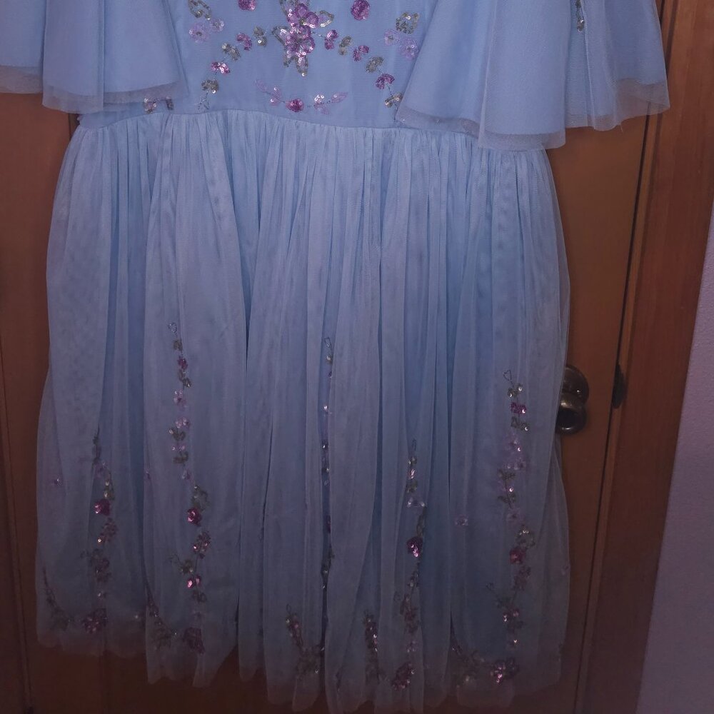 Jessakae Blue Dewdrop Dress – 3X – Flutter Sleeves – Knee Length - Picture 3 of 8